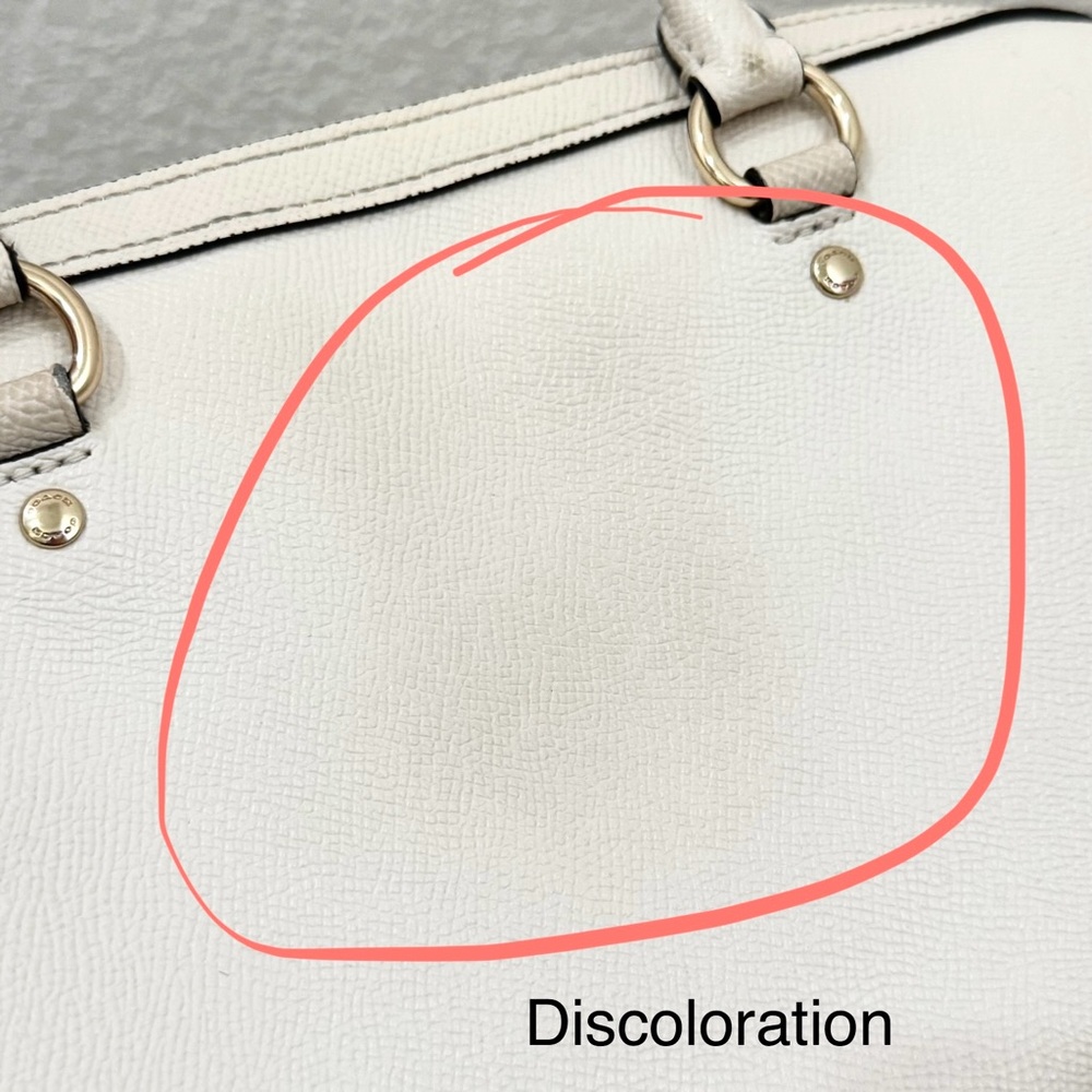 COACH 79946 Rowan Crossgrain Leather Satchel Shoulder Crossbody Bag Chalk / Gold - Picture 15 of 16